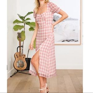Lulu's soft side of love peach gingham midi dress
